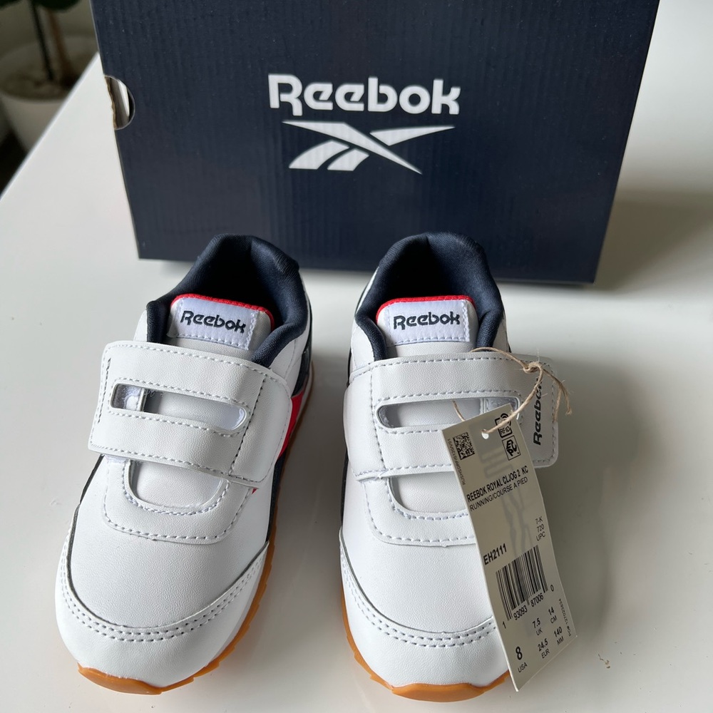 Brand new Kids Reebok sneakers white blue red Size 8T